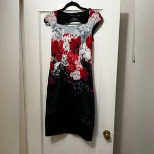 Karen Millen Blk/Res flower dress sz 8
